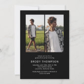 Modern Elegant Black & White 3 Photo Graduation Kaart (Achterkant)