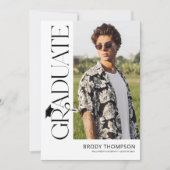 Modern Elegant Black & White 3 Photo Graduation Kaart (Voorkant)