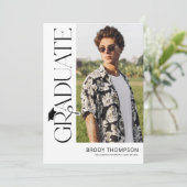 Modern Elegant Black & White 3 Photo Graduation Kaart (Staand voorkant)