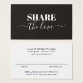 Modern Elegant Black White Beauty Salon Referral Visitekaartje (Voorkant /achterkant)