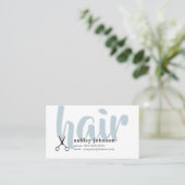 Modern Elegant Black White Blue Hair Stylist Visitekaartje (Staand voorkant)