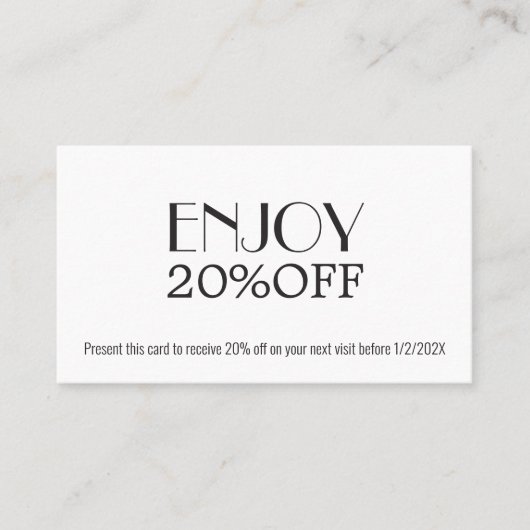 Modern Elegant Black White Coupon Beauty (Voorkant)