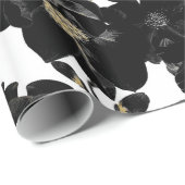 Modern Elegant Black White en Gold Floral Pattern Cadeaupapier (Rol Hoek)