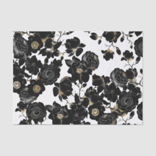 Modern Elegant Black White en Gold Floral Pattern Tissuepapier