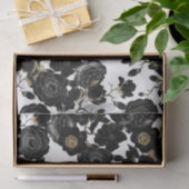 Modern Elegant Black White en Gold Floral Pattern Tissuepapier (Geschenk)