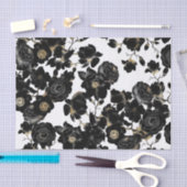 Modern Elegant Black White en Gold Floral Pattern Tissuepapier (Craft)