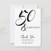 Modern Elegant Black White Fifty Fabulous Birthday Bedankkaart (Voorkant)
