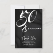 Modern Elegant Black White Fifty Fabulous Birthday Bedankkaart (Voorkant)