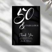 Modern Elegant Black White Fifty Fabulous Birthday Bedankkaart
