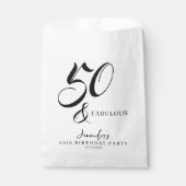 Modern Elegant Black White Fifty Fabulous Birthday Bedankzakje (Voorkant)