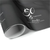 Modern Elegant Black White Fifty Fabulous Birthday Cadeaupapier (Rol Hoek)