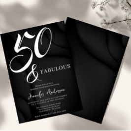 Modern Elegant Black White Fifty Fabulous Birthday Kaart