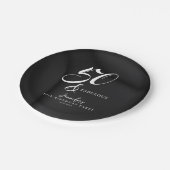 Modern Elegant Black White Fifty Fabulous Birthday Papieren Bordje (Gekanteld)