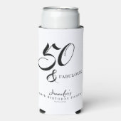 Modern Elegant Black White Fifty Fabulous Birthday Seltzer Blikjeskoeler (Seltzer Voorkant)