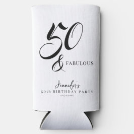 Modern Elegant Black White Fifty Fabulous Birthday Seltzer Blikjeskoeler