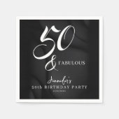 Modern Elegant Black White Fifty Fabulous Birthday Servet (Voorkant)