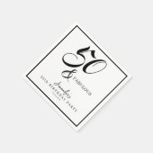 Modern Elegant Black White Fifty Fabulous Birthday Servet (Hoek)