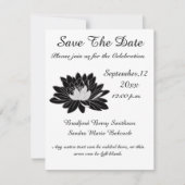 Modern Elegant, Black White Floral Waterlily Save The Date (Voorkant)
