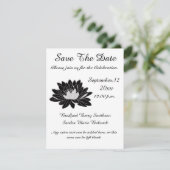 Modern Elegant, Black White Floral Waterlily Save The Date (Staand voorkant)