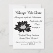 Modern Elegant, Black White Floral Waterlily Save The Date (Voorkant)