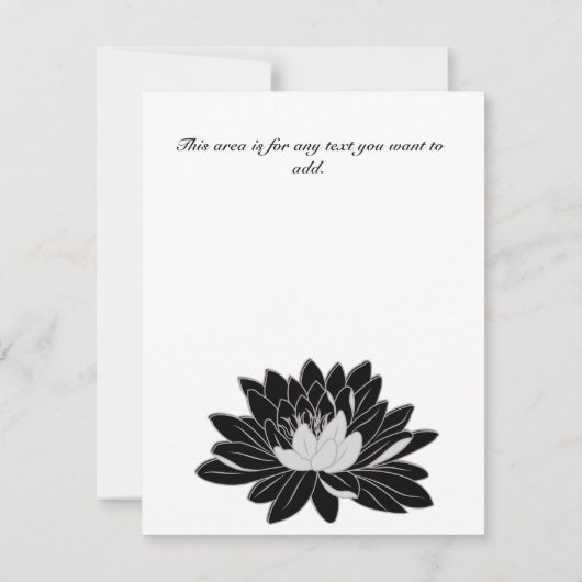 Modern Elegant, Black White Floral Waterlily Save The Date (Achterkant)