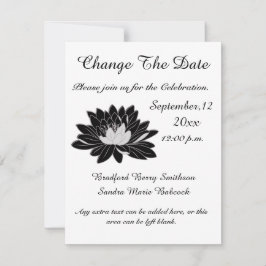Modern Elegant, Black White Floral Waterlily Save The Date