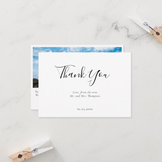 Modern Elegant Black & White-foto Hartelijk dank Kaart (Voorkant / Achterkant in situ)