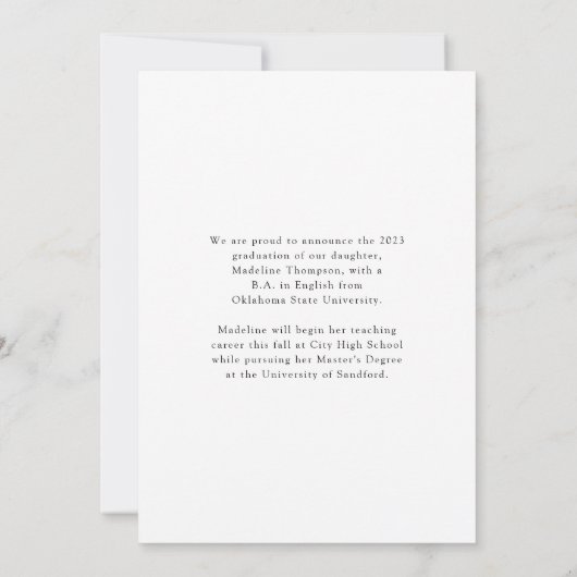 Modern Elegant Black White Gold 3 Foto Afstuderen Aankondiging (Achterkant)