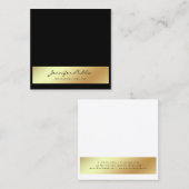 Modern Elegant Black White Gold-geavanceerd Vierkante Visitekaartje (Voorkant / Achterkant)
