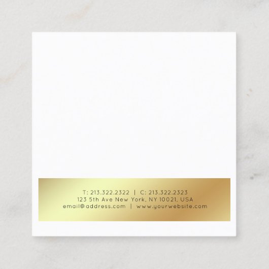 Modern Elegant Black White Gold-geavanceerd Vierkante Visitekaartje (Achterkant)