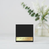 Modern Elegant Black White Gold-geavanceerd Vierkante Visitekaartje (Staand voorkant)