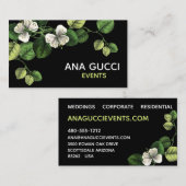 Modern Elegant Black White Green Botanical Floral Visitekaartje (Voorkant / Achterkant)