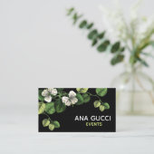 Modern Elegant Black White Green Botanical Floral Visitekaartje (Staand voorkant)