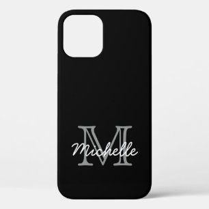 Modern Elegant Black White Handgeschreven Monogram Case-Mate iPhone Case