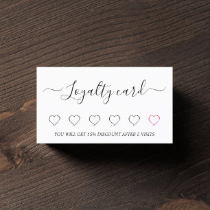 Modern Elegant Black White Heart Salon Klantenkaartje