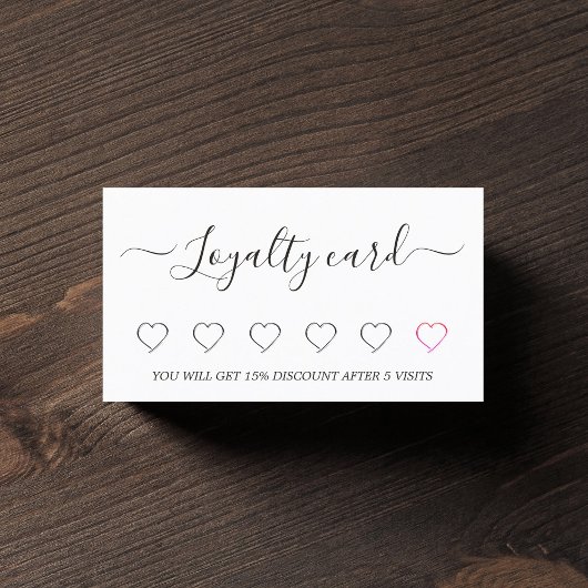 Modern Elegant Black White Heart Salon Klantenkaartje