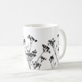 Modern Elegant Black White Meadow Flowers Koffiemok (Voorkant rechts)