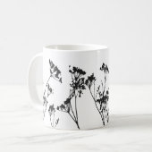 Modern Elegant Black White Meadow Flowers Koffiemok (Voorkant links)