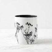 Modern Elegant Black White Meadow Flowers Mok (Midden)