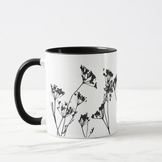 Modern Elegant Black White Meadow Flowers Mok (Links)