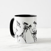 Modern Elegant Black White Meadow Flowers Mok (Voorkant links)