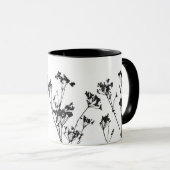 Modern Elegant Black White Meadow Flowers Mok (Voorkant rechts)