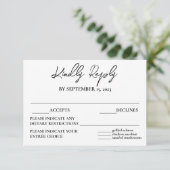 Modern Elegant Black White Meal Choice RSVP Card (Staand voorkant)