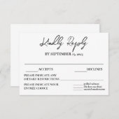 Modern Elegant Black White Meal Choice RSVP Card (Voorkant / Achterkant)
