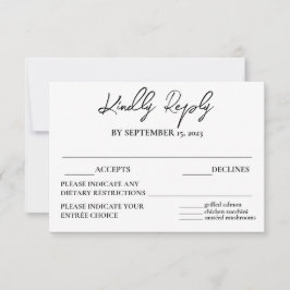 Modern Elegant Black White Meal Choice RSVP Card
