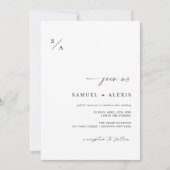 Modern Elegant Black & White Minimalist Wedding Kaart (Voorkant)