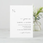 Modern Elegant Black & White Minimalist Wedding Kaart (Staand voorkant)