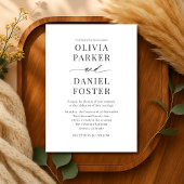 Modern Elegant Black & White Minimalist Wedding Kaart