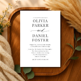 Modern Elegant Black & White Minimalist Wedding Kaart