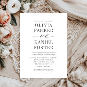 Modern Elegant Black & White Minimalist Wedding Kaart